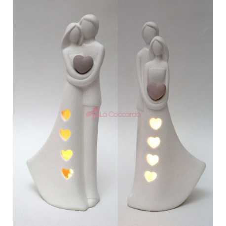 Coppia Sposi con Led Col. Bianco Sand – con Gift Box