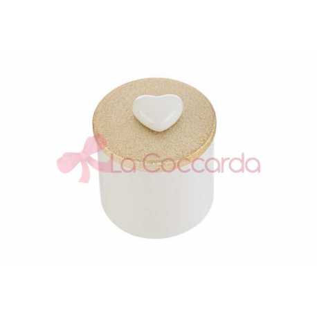 SCATOLA CANDELA SOIA PORCELLANA BIANCA 6,5×6,5xh.7CM C/ASTUCCIO