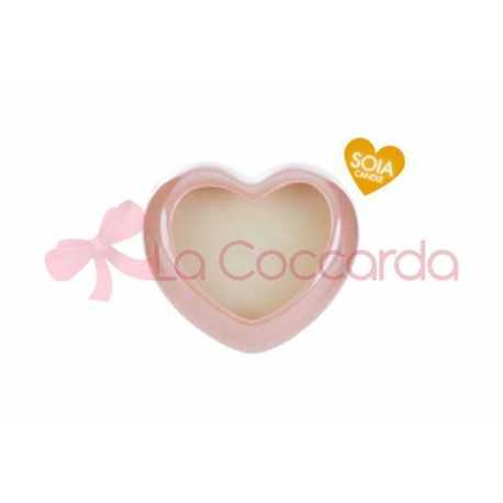 CANDELA SOIA CUORE PORCELLANA ROSA 11x10xh.5,5CM C/SHOPPER