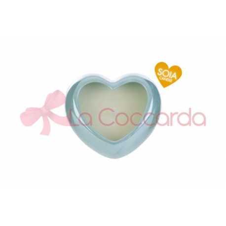 CANDELA SOIA CUORE PORCELLANA CELESTE 11x10xh.5,5CM C/SHOPPER