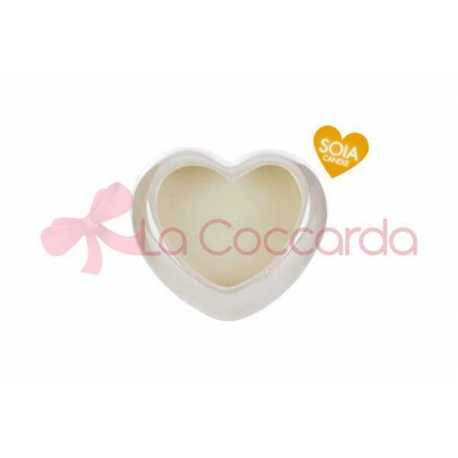 CANDELA SOIA CUORE PORCELLANA BIANCA 11x10xh.5,5CM C/SHOPPER