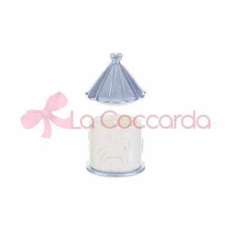 CANDELA SOIA GIOSTRINA PORCELLANA CELESTE 8x8xh.12CM C/ASTUCCIO
