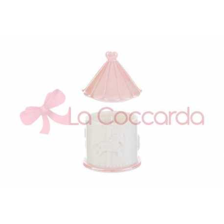 CANDELA SOIA GIOSTRINA PORCELLANA ROSA 8x8xh.12CM C/ASTUCCIO