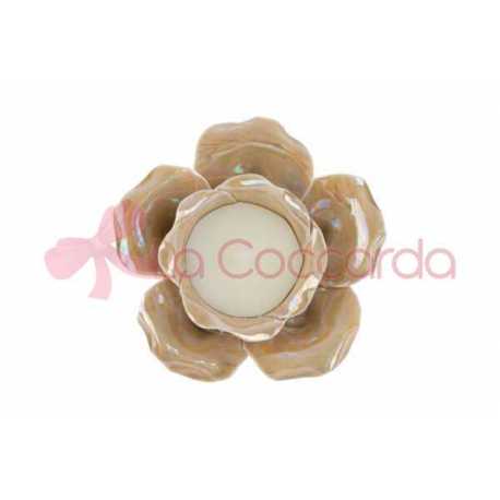 CANDELA ROSA PORCELLANA BEIGE 14x14xh.7,5CM