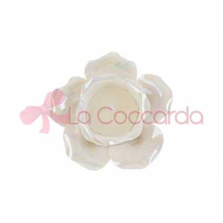 CANDELA ROSA PORCELLANA BIANCA 14x14xh.7,5CM