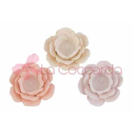 CANDELA FIORE PORCELLANA 3 ASS.12x12xh.6,5CM