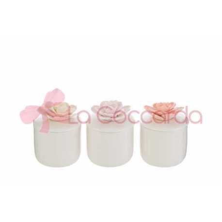 CANDELA SCATOLA FIORE PORCELLANA3 ASS.6x6xh.7,5CM