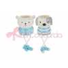 CANDELA ANIMALI PORCELLANA 2ASS.7,5×7,5xh.8,5CM CELESTE C/SHOPPER