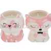 CANDELA ANIMALI PORCELLANA 2ASS.7,5×7,5xh.8,5CM ROSA C/SHOPPER
