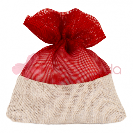 SACCHETTO BICOLORE CM.10X12 ROSSO E NATURALE CONF.12 PZ